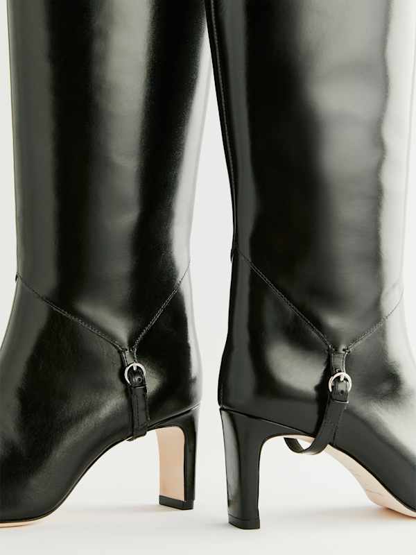 Gaelle Knee Boot - Black Leather