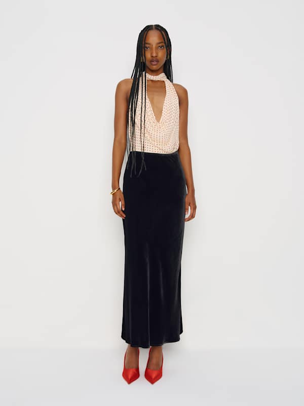 Layla Velvet Skirt - Black