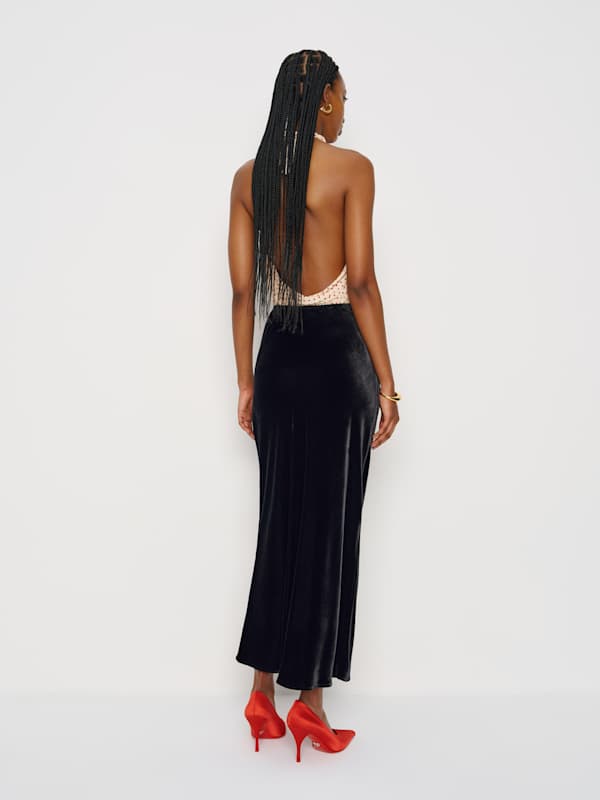 Layla Velvet Skirt - Black