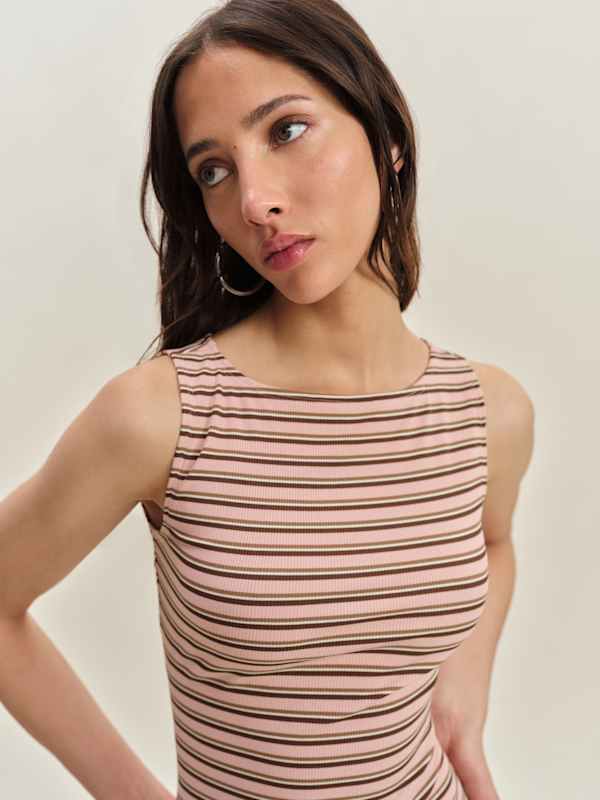 Nataly Knit Dress - Pink And Brown Stripe