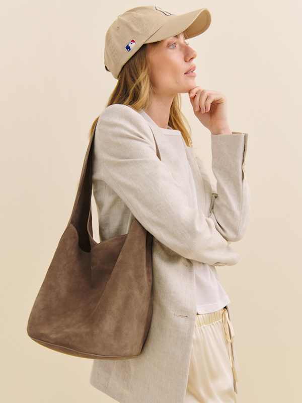Medium Silvana Bucket Bag - Farro Suede