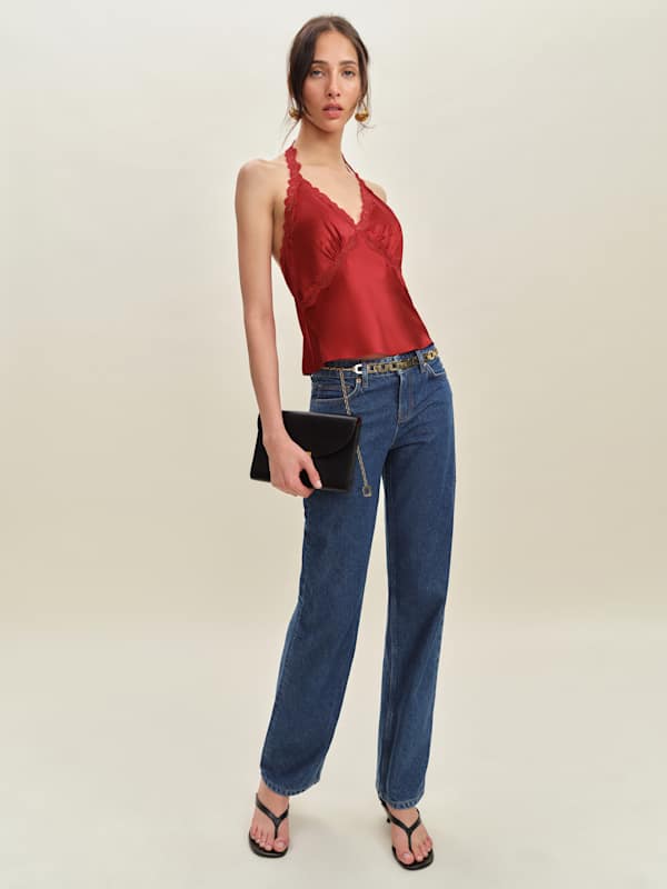 Monica Silk Top - Lipstick