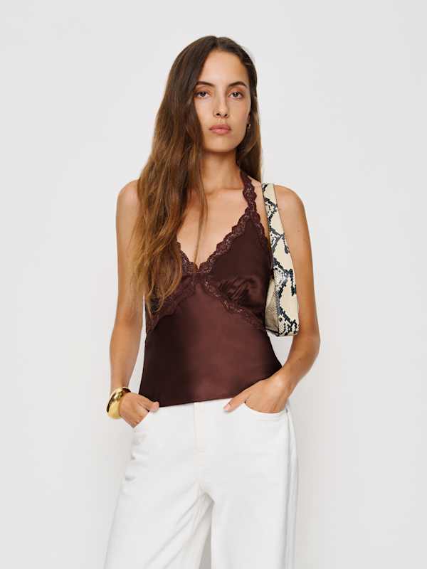 Monica Silk Top - Mahogany