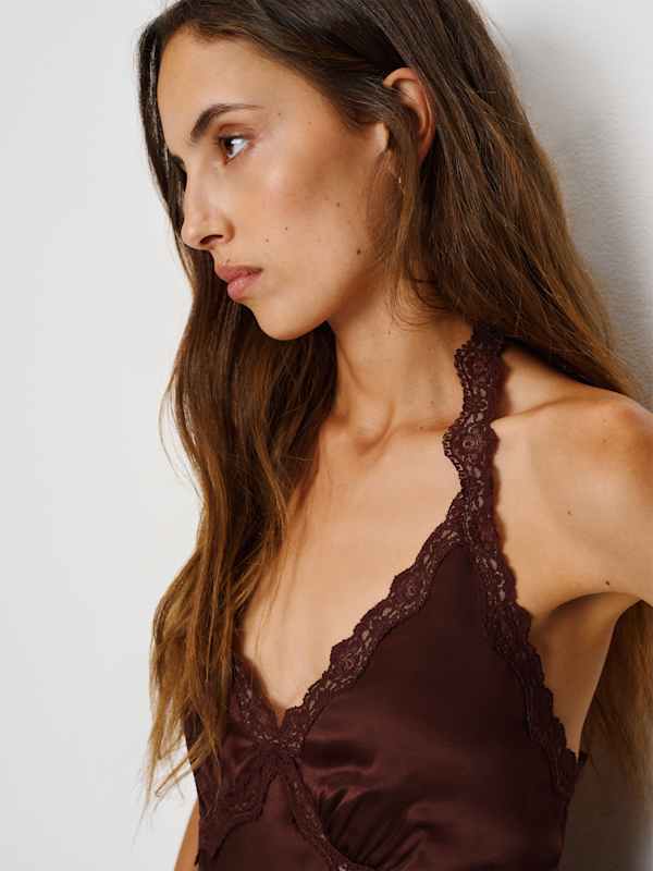 Monica Silk Top - Mahogany