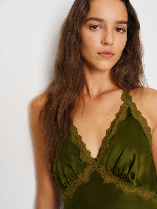 Monica Silk Top - Moss Garden