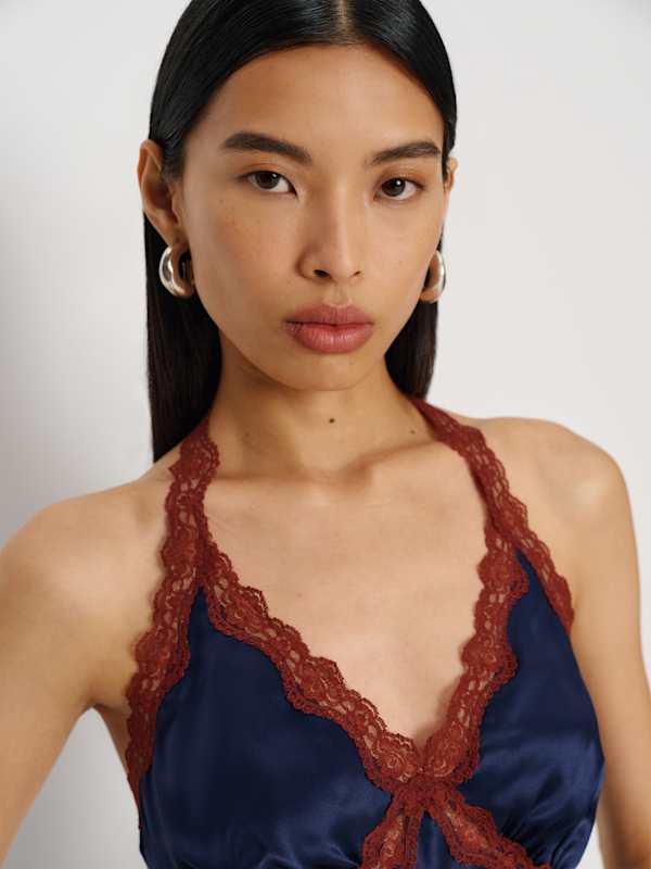 Monica Silk Top - Navy