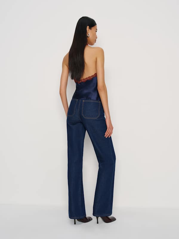 Monica Silk Top - Navy