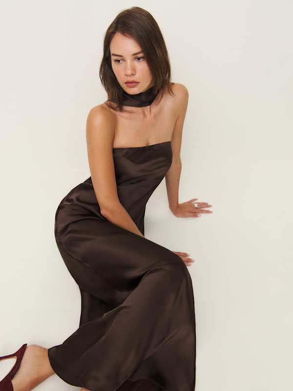 Oren Silk Dress - Black Bean