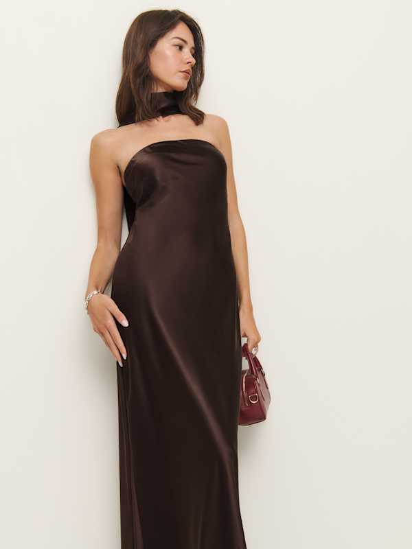 Oren Silk Dress - Black Bean