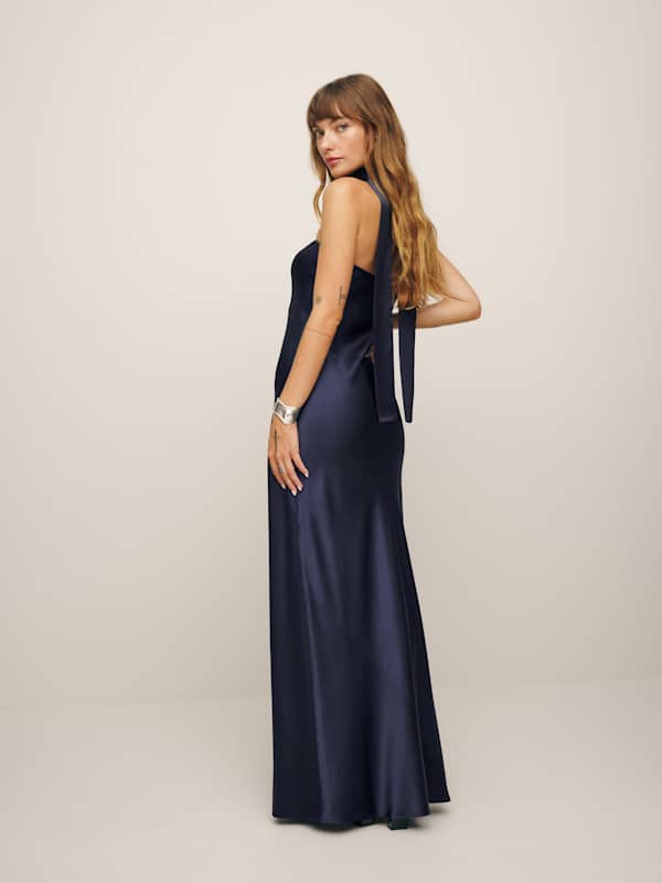 Oren Silk Dress - Navy