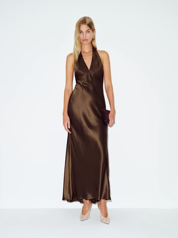 Daniela Silk Dress - Pinecone