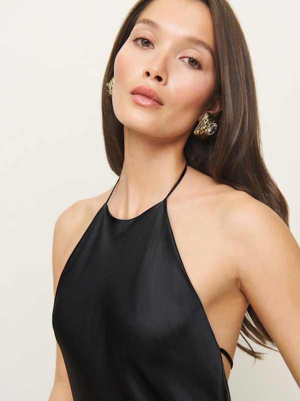 Petites Jeany Silk Dress - Black