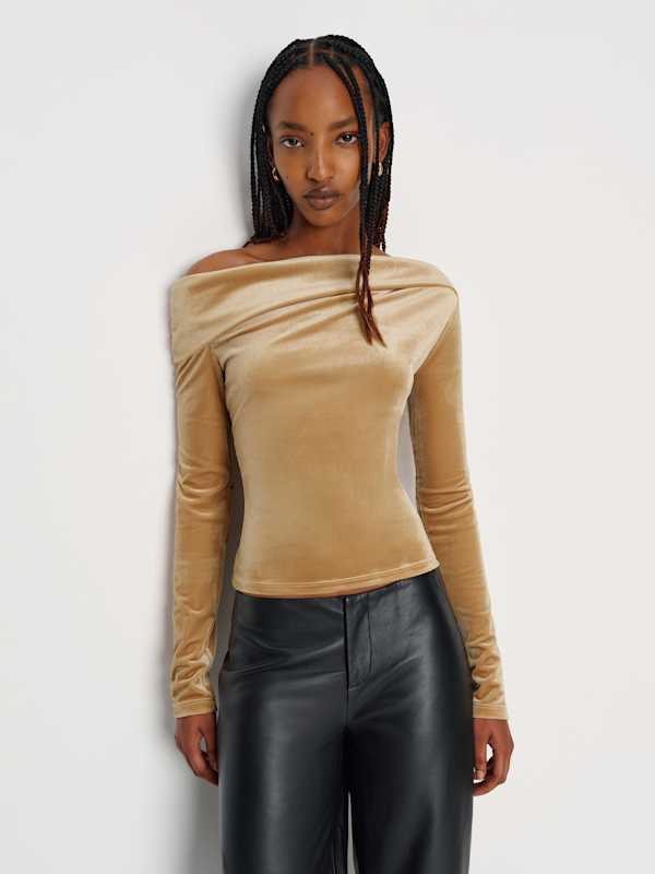 Elio Knit Top - Gold Velvet