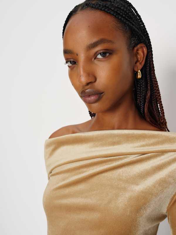 Elio Knit Top - Gold Velvet