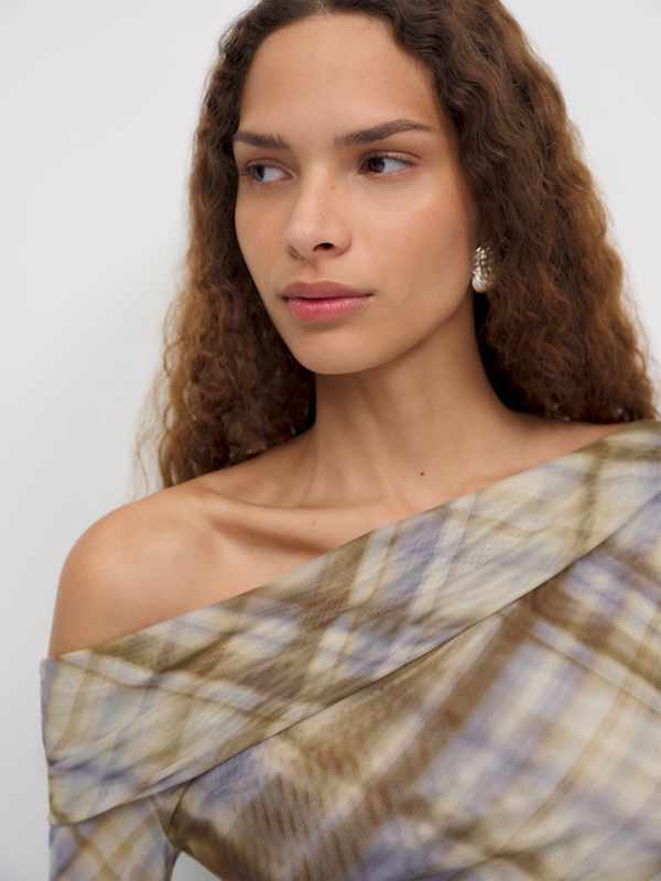 Elio Knit Top - Whisper Plaid