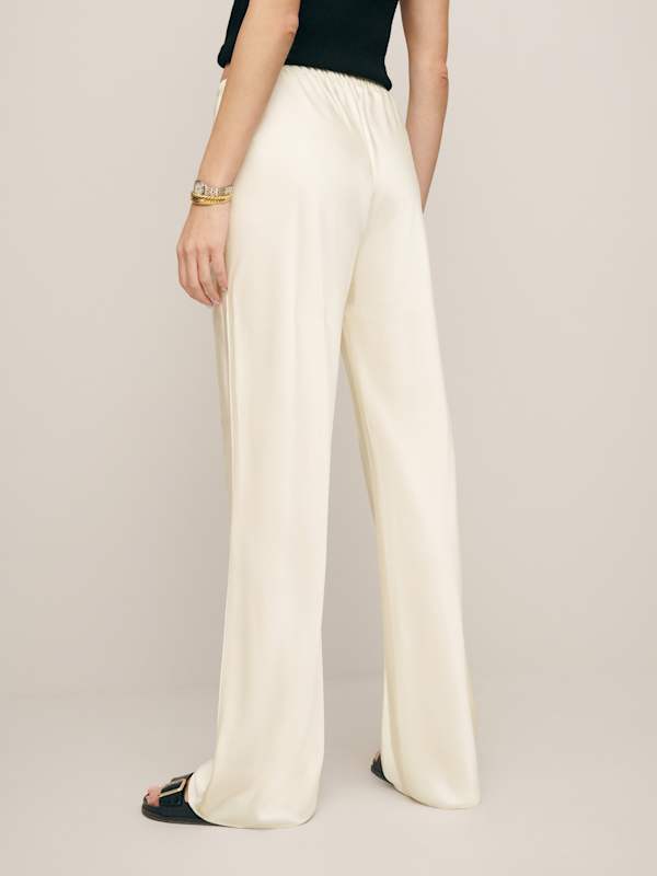 Petites Gale Satin Mid Rise Bias Pant - Fior Di Latte