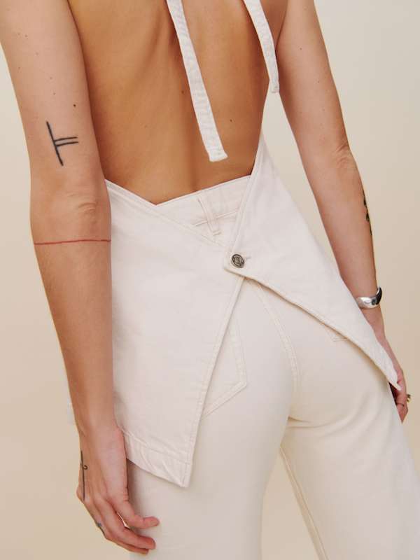 Brittany Denim Halter Top - Fior Di Latte