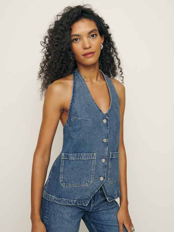 Brittany Denim Halter Top - Lanier