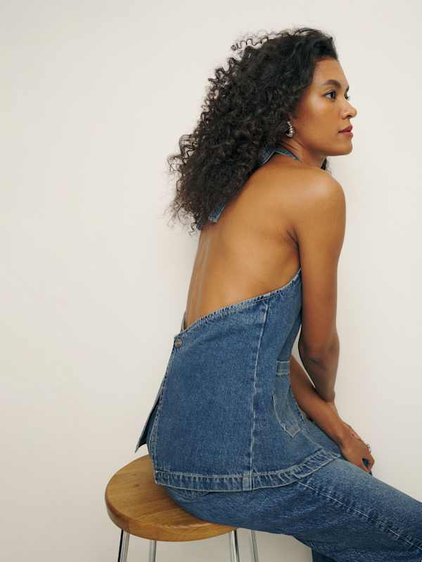 Brittany Denim Halter Top - Lanier