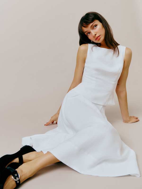 Moya Linen Two Piece - White