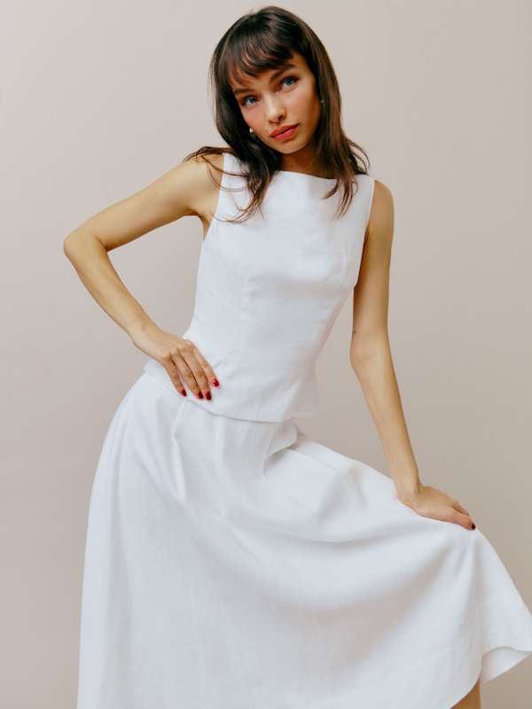 Moya Linen Two Piece - White