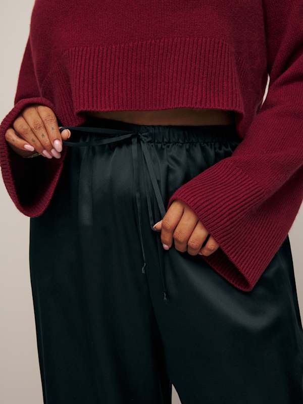 Olina Silk Pant Es - Black