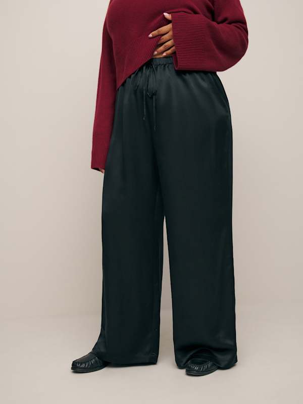 Olina Silk Pant Es - Black