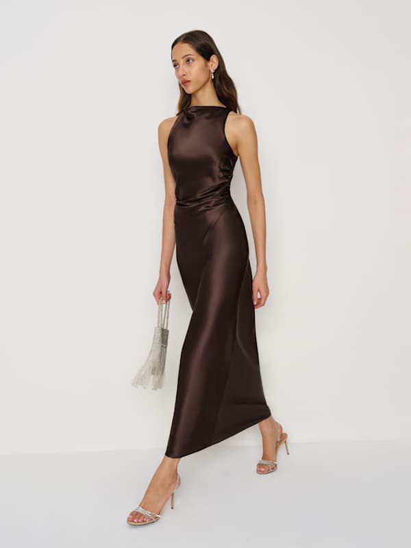 Anaiis Silk Dress - Black Bean