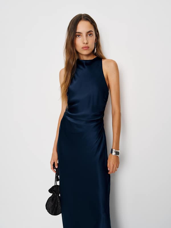 Anaiis Silk Dress - Navy