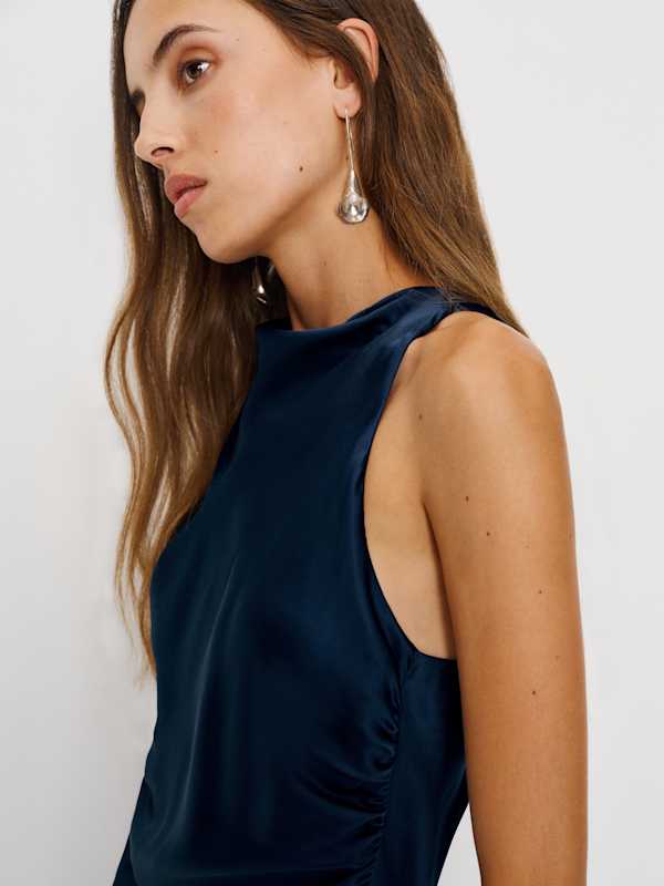 Anaiis Silk Dress - Navy