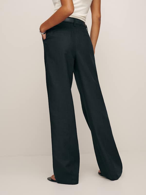 Alex Linen Mid Rise Pant - Black