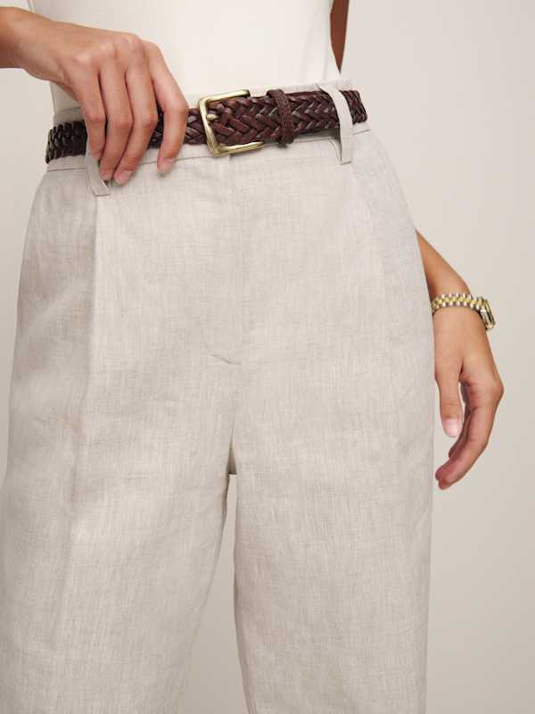 Alex Linen Mid Rise Pant - Oatmeal