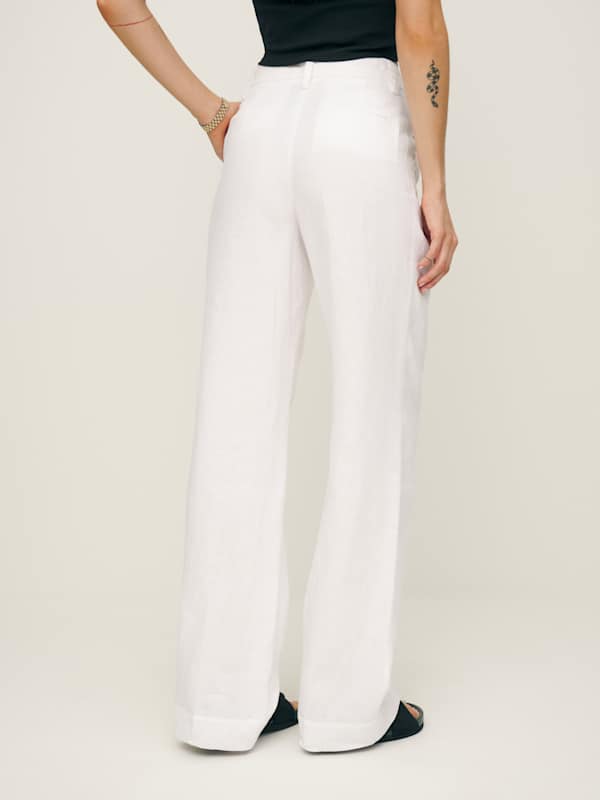 Alex Linen Mid Rise Pant - White
