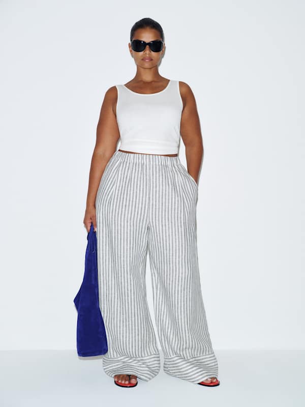 Fernando Linen Wide Leg Pant Es - Antibes Stripe