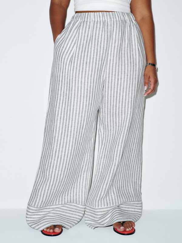 Fernando Linen Wide Leg Pant Es - Antibes Stripe
