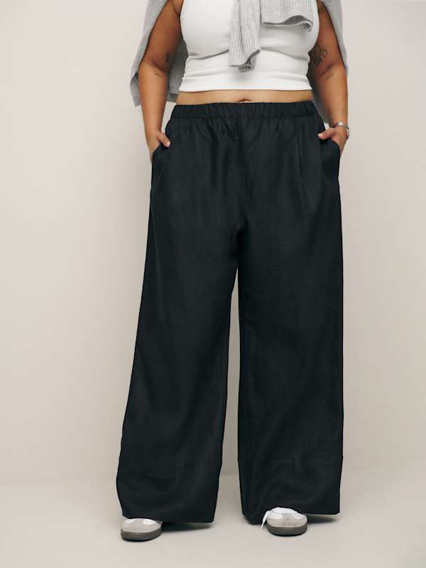 Fernando Linen Wide Leg Pant Es - Black