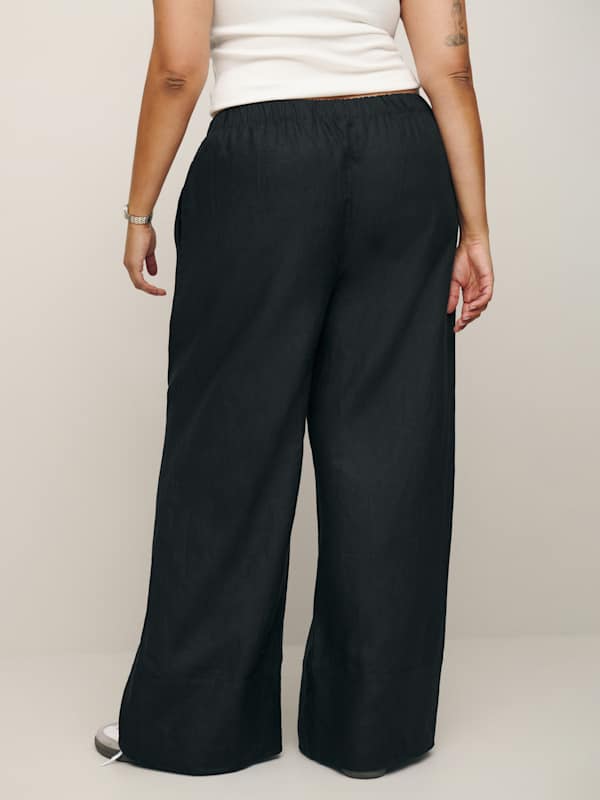 Fernando Linen Wide Leg Pant Es - Black