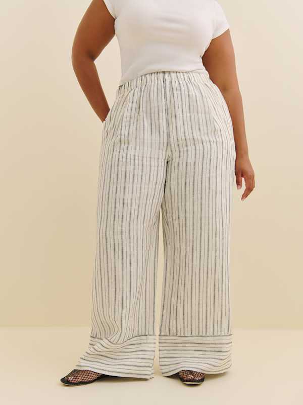 Fernando Linen Wide Leg Pant Es - Elsie Stripe