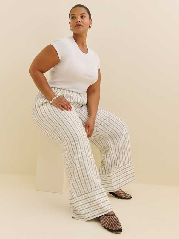 Fernando Linen Wide Leg Pant Es - Elsie Stripe