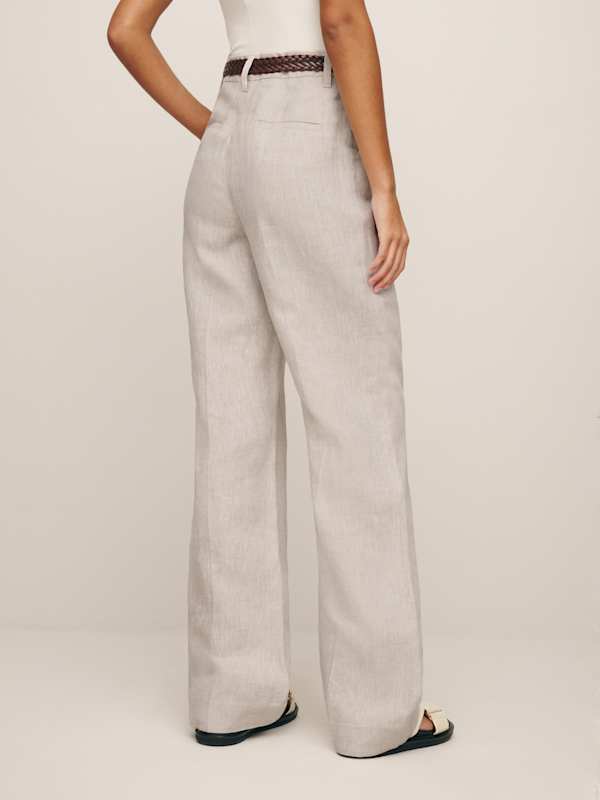 Petites Alex Linen Mid Rise Pant - Oatmeal