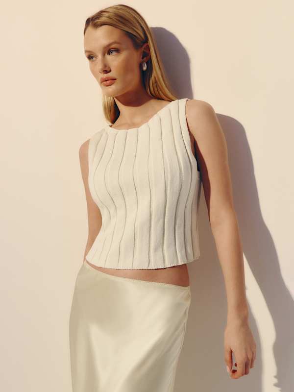 Callie Cotton Ribbed Sweater Tank - Gossamer