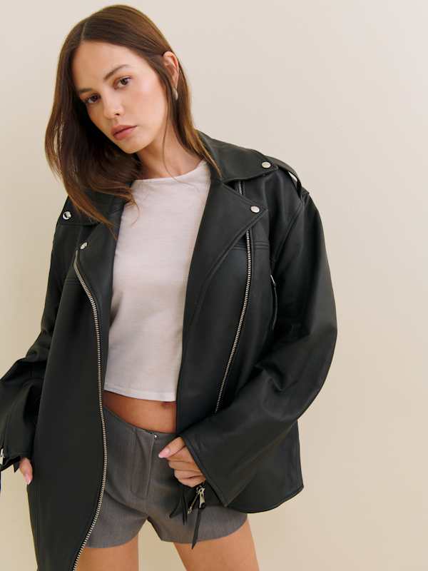 Veda Doyer Leather Jacket - Black Pebble