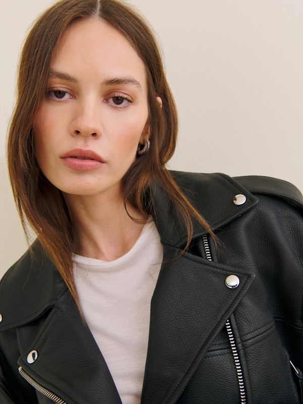 Veda Doyer Leather Jacket - Black Pebble