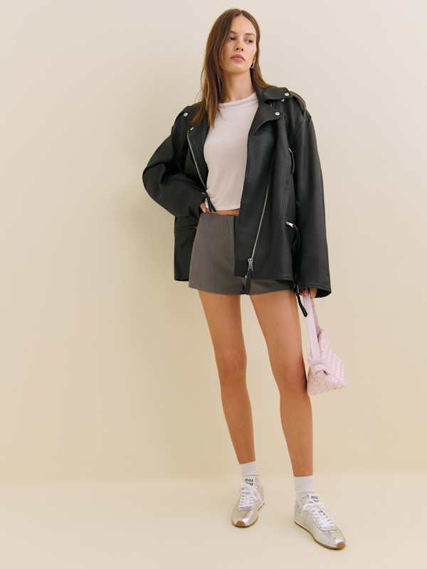 Veda Doyer Leather Jacket - Black Pebble