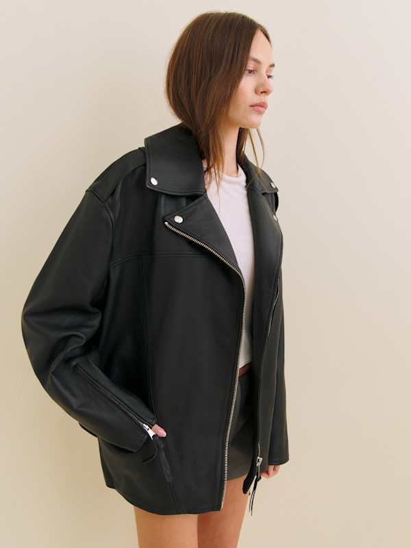Veda Doyer Leather Jacket - Black Pebble