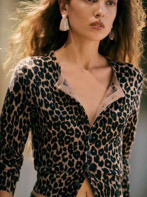 Bernadette Crew Cardigan - Leopard