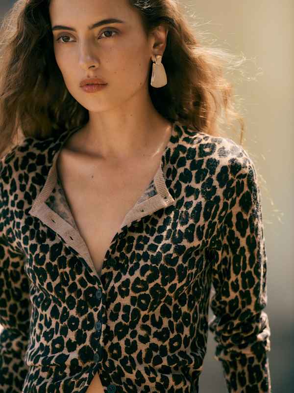 Bernadette Crew Cardigan - Leopard