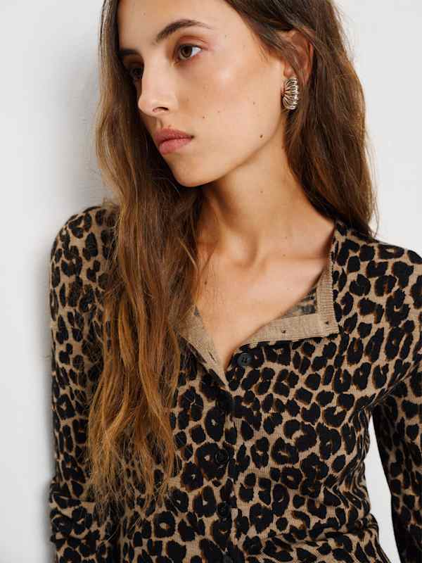 Bernadette Crew Cardigan - Leopard