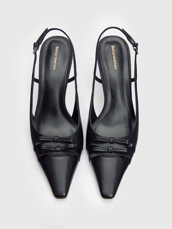 Noreen Slingback Pump - Black Leather