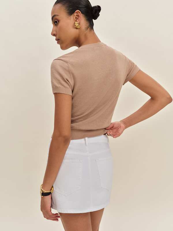 Hazel Low Rise Denim Mini Skirt - Optic White